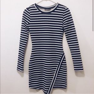 Black and white striped dress